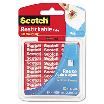 Scotch® Restickable Mounting Tabs, Repositionable, Holds Up To 0.6 Lb, 0.88 X 0.88, Clear, 18-pack freeshipping - TVN Wholesale